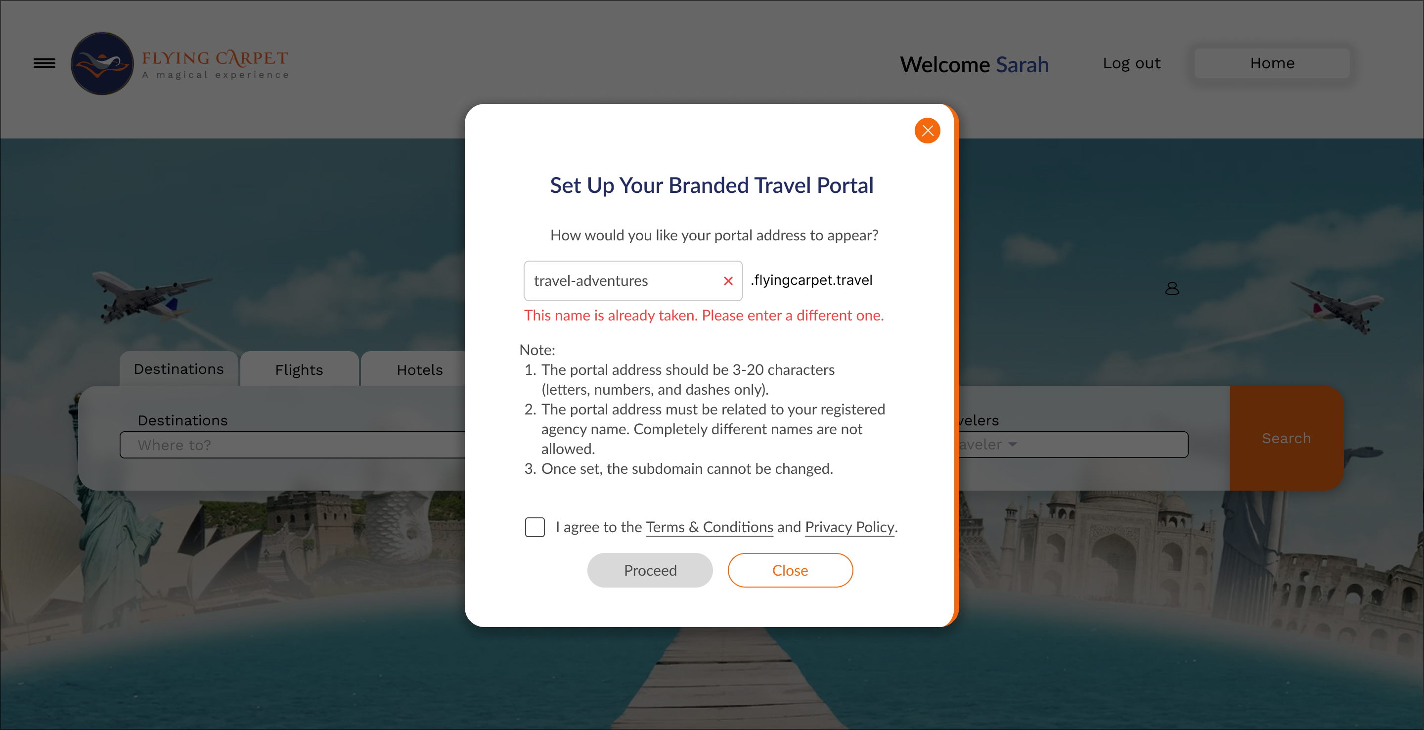 Validation error