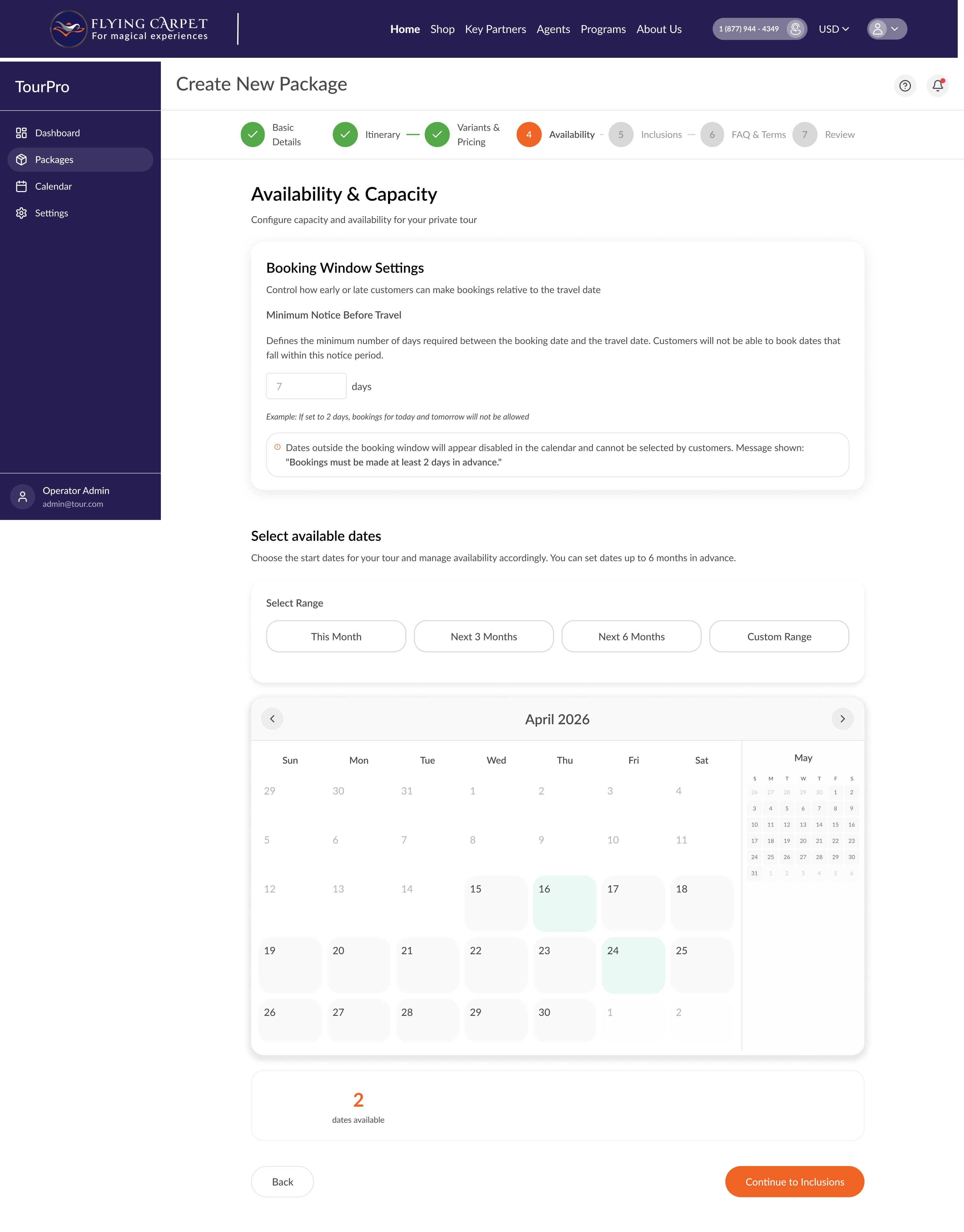 Availability and Capacity calendar