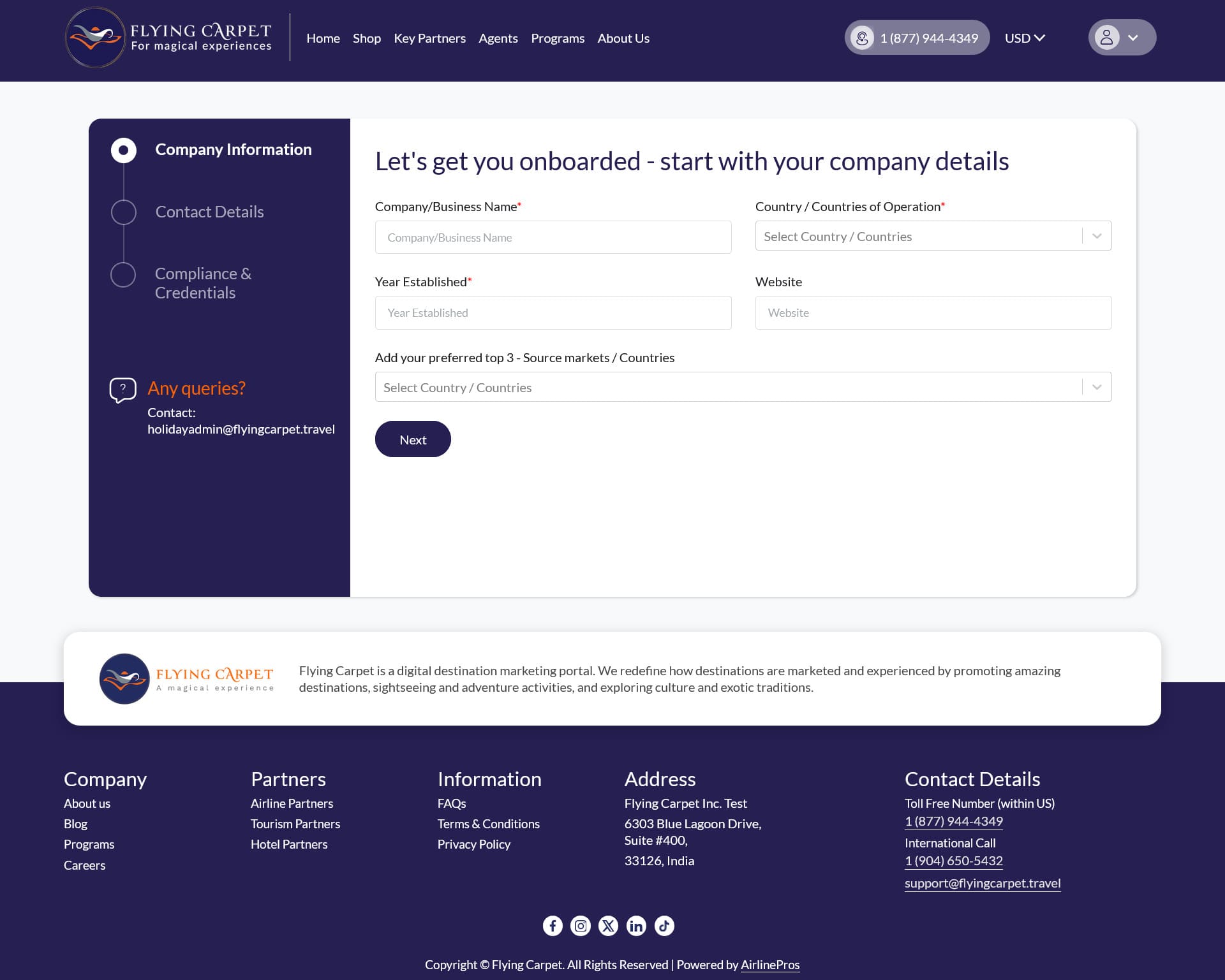 Company Information form
