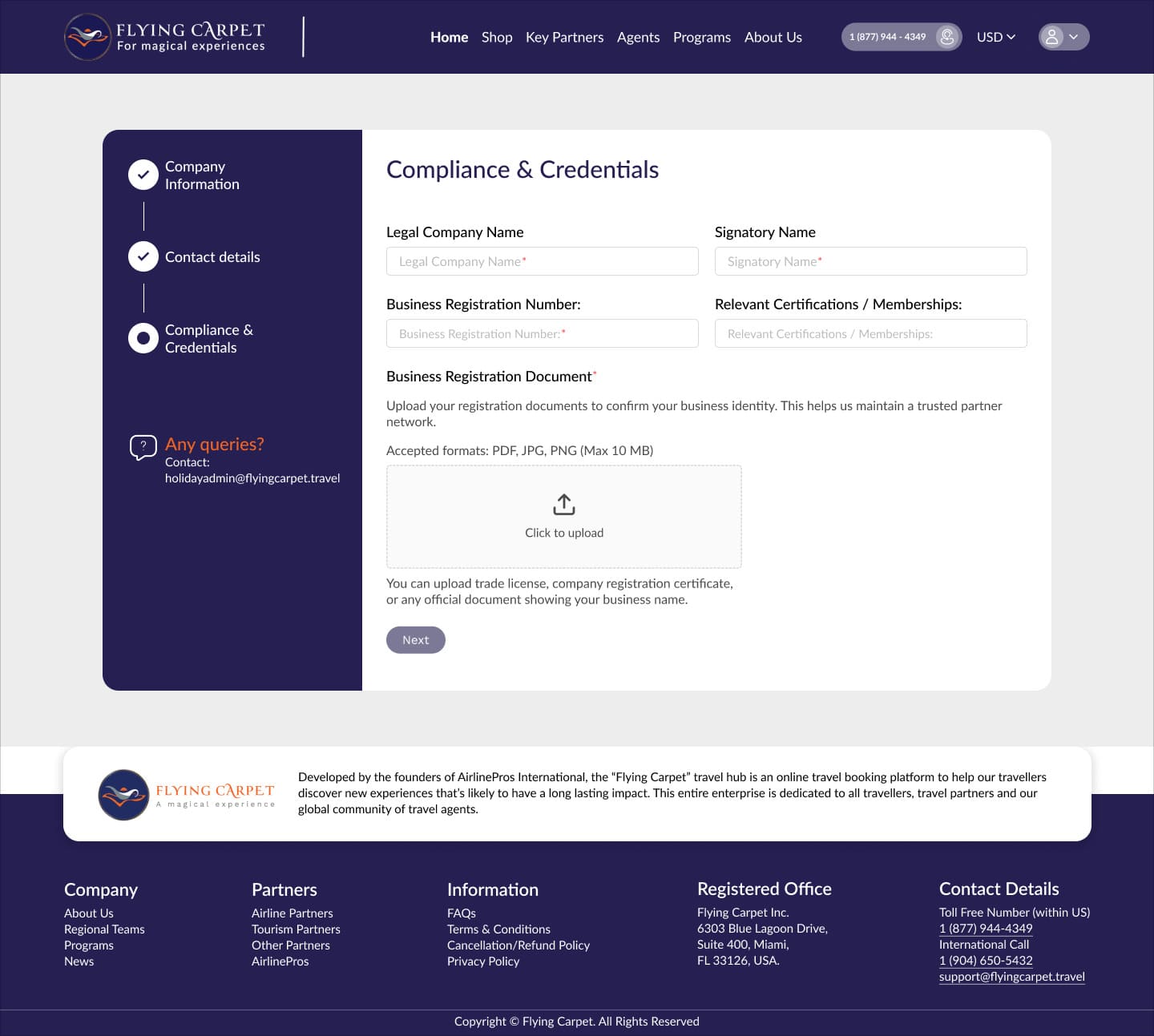 Compliance and Credentials form