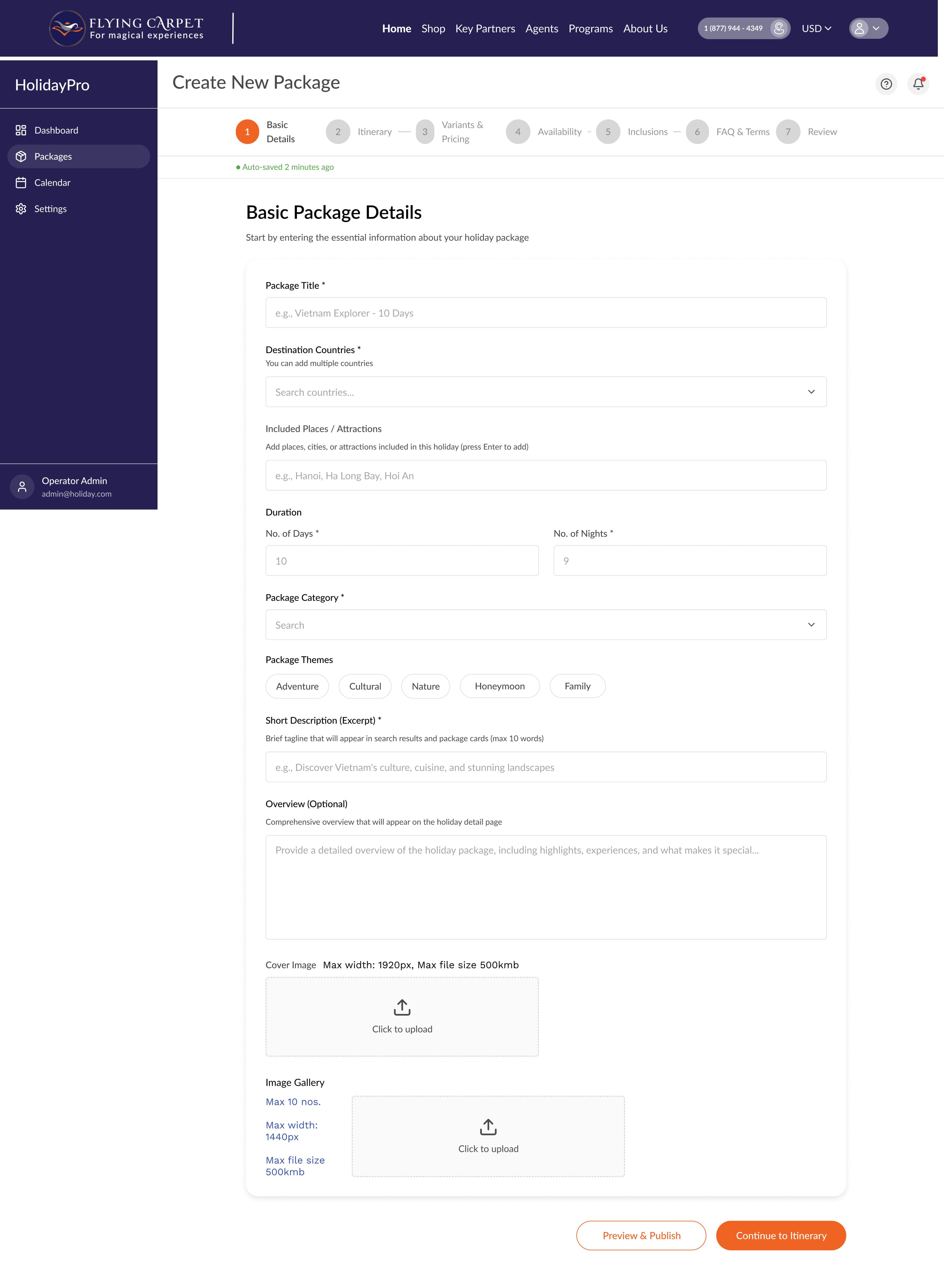 Basic Details form